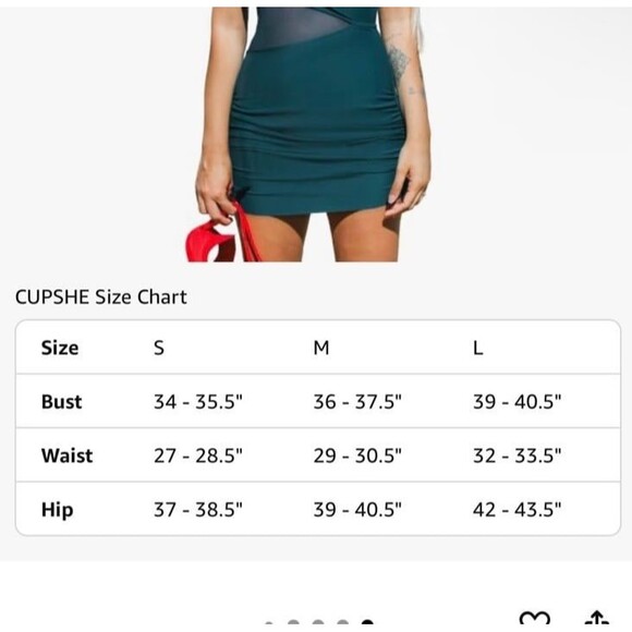 CUPSHE Women's One Piece Swimsuit Asymmetrical Neck Mesh Side NWT Size S Tummy C - Picture 8 of 12